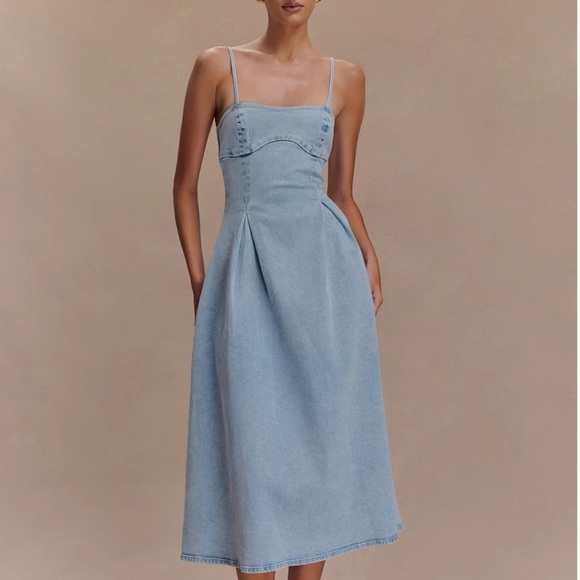 Meshki Dresses & Skirts - Meshki Light Blue Denim Maxi Dress